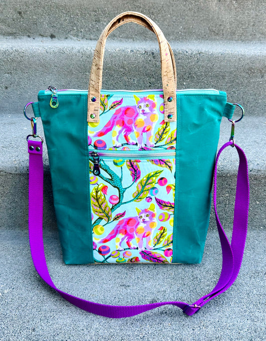 Aqua Tula Pink Kitty Redwood Tote