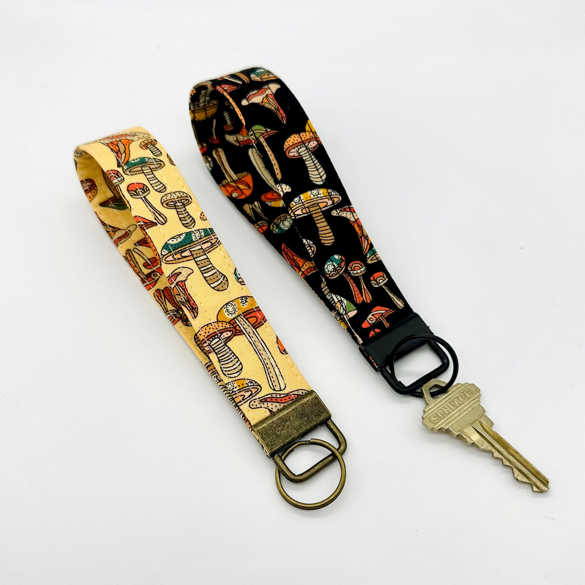 Mushroom Fabric Key Fob Wristlet Keychain SeattleStitchery