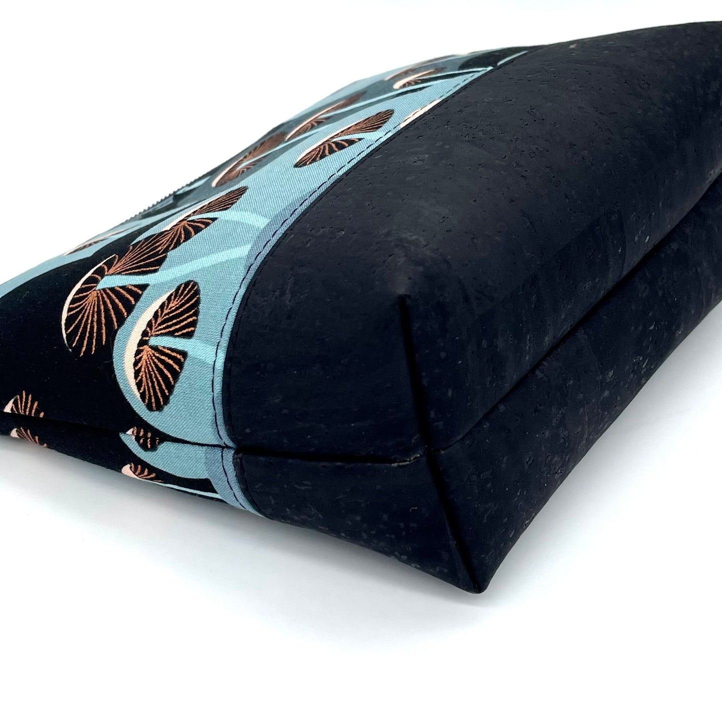 Rose Gold Metallic Mushroom Black Cork Zipper Pouch