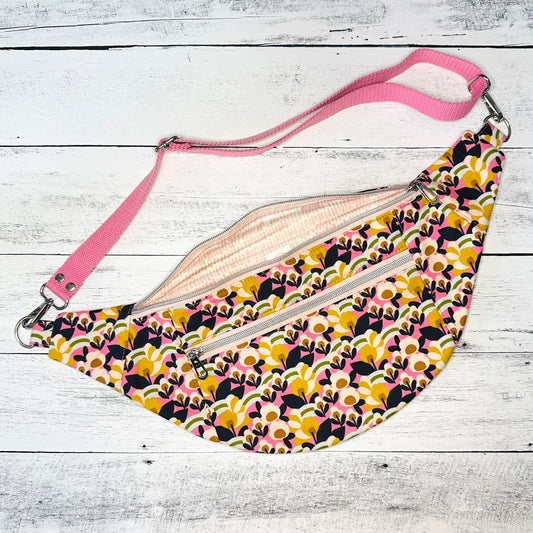 Retro-Inspired Floral on Pink Fanny Pack