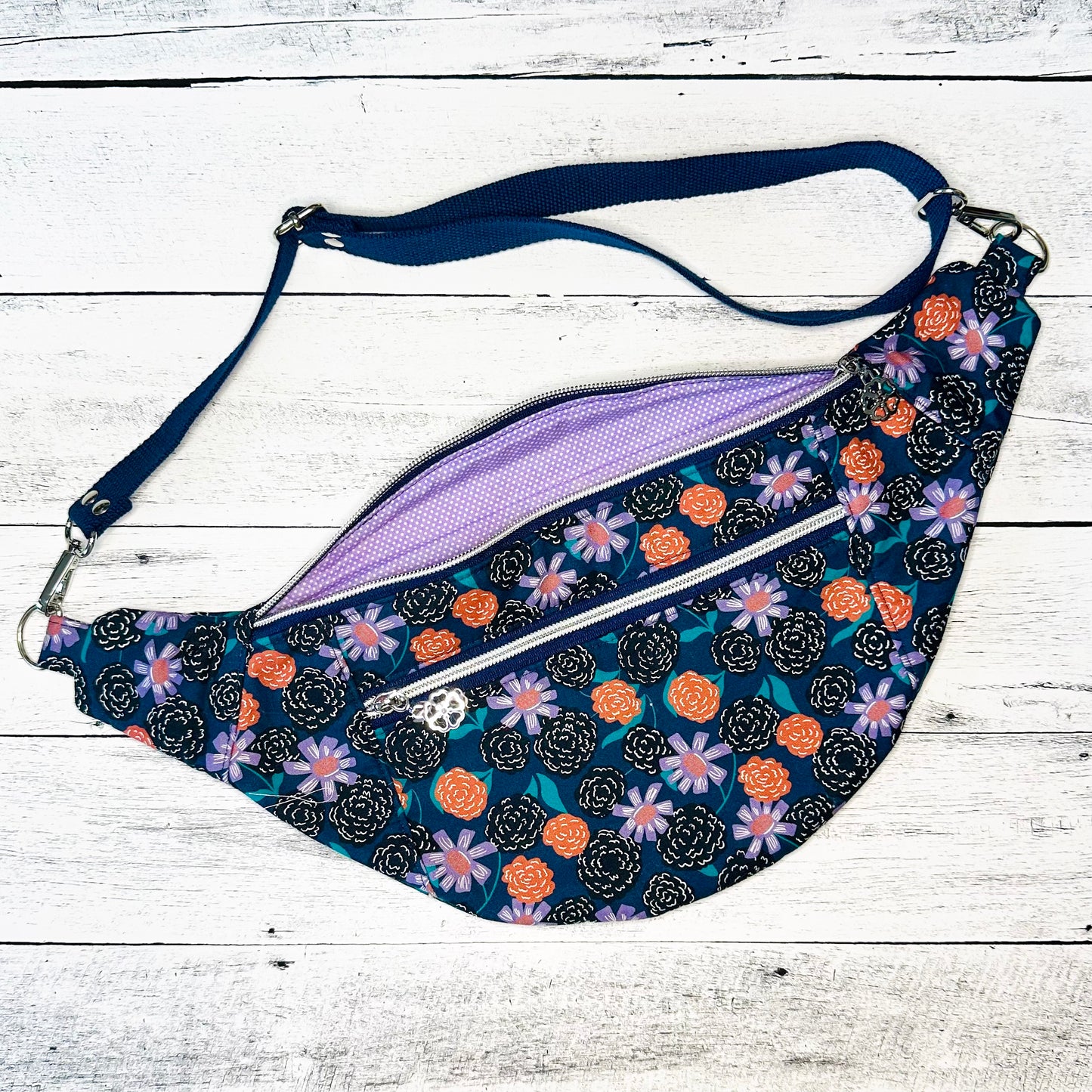 Blue & Purple Floral Fanny Pack