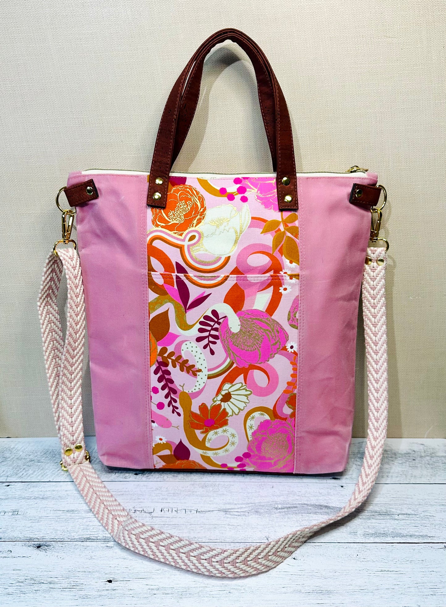 Pink Metallic Snakes Redwood Tote