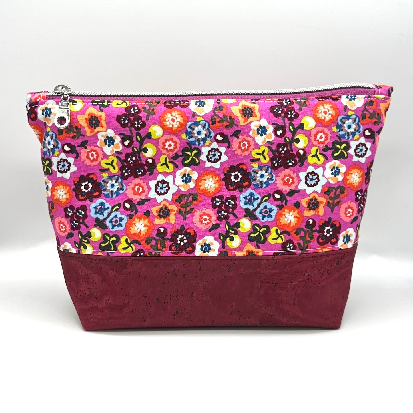 Pink/Purple Spring Flowers Cork Zipper Pouch