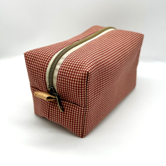 Burgundy Plaid Boxy Bag