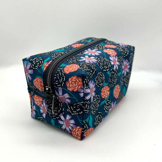 Navy & Purple Floral Boxy Bag