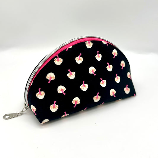 Pink & Black Mushrooms Dumpling Pouch