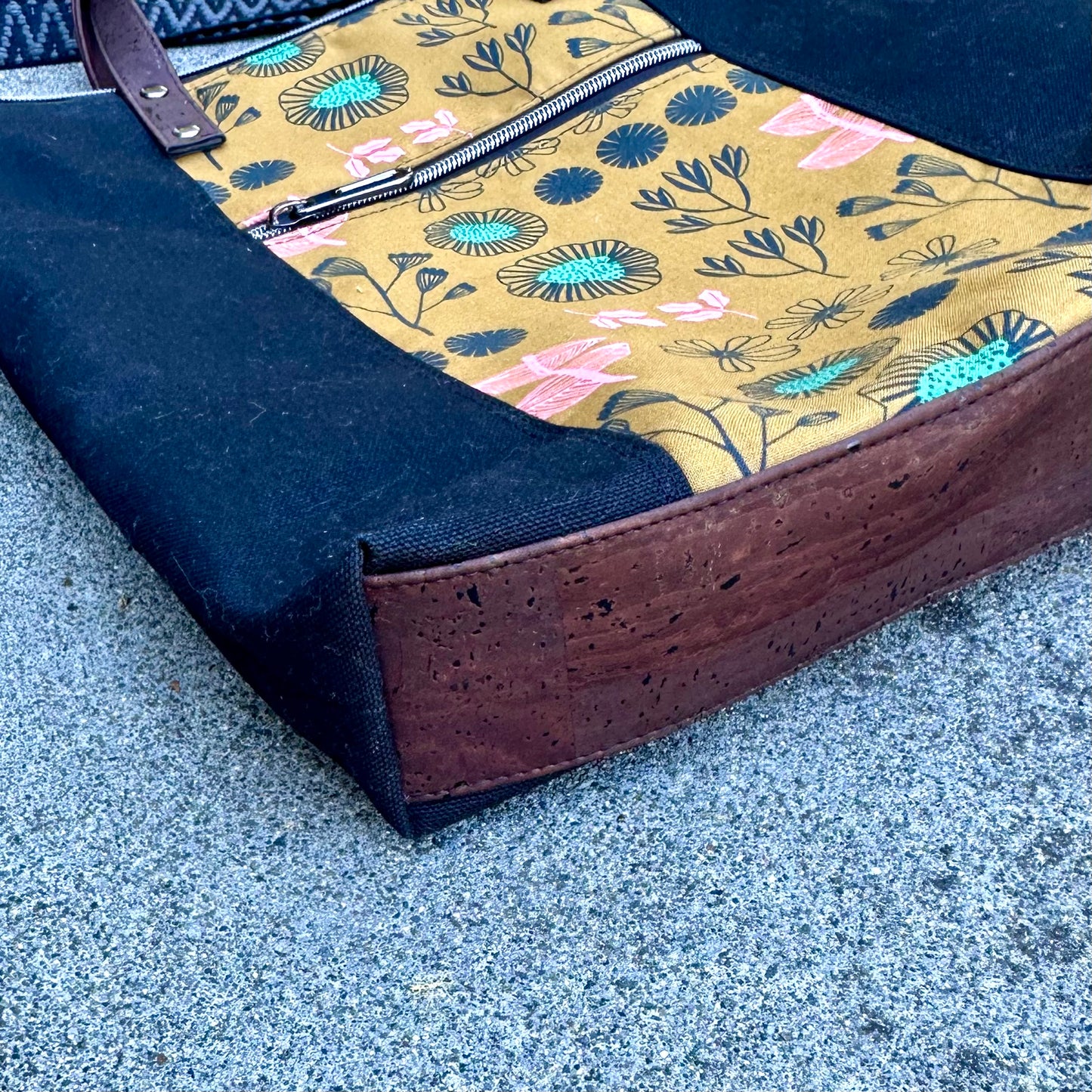 Bright Mustard & Black Floral Redwood Tote