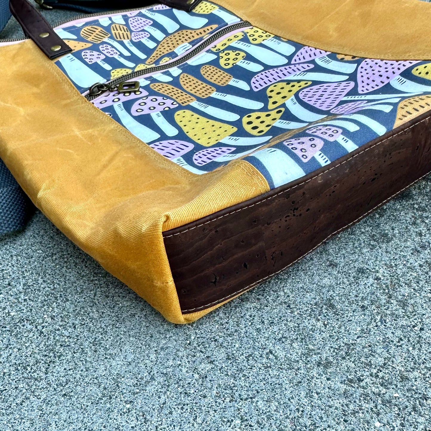 Retro Mustard Mushrooms Redwood Tote