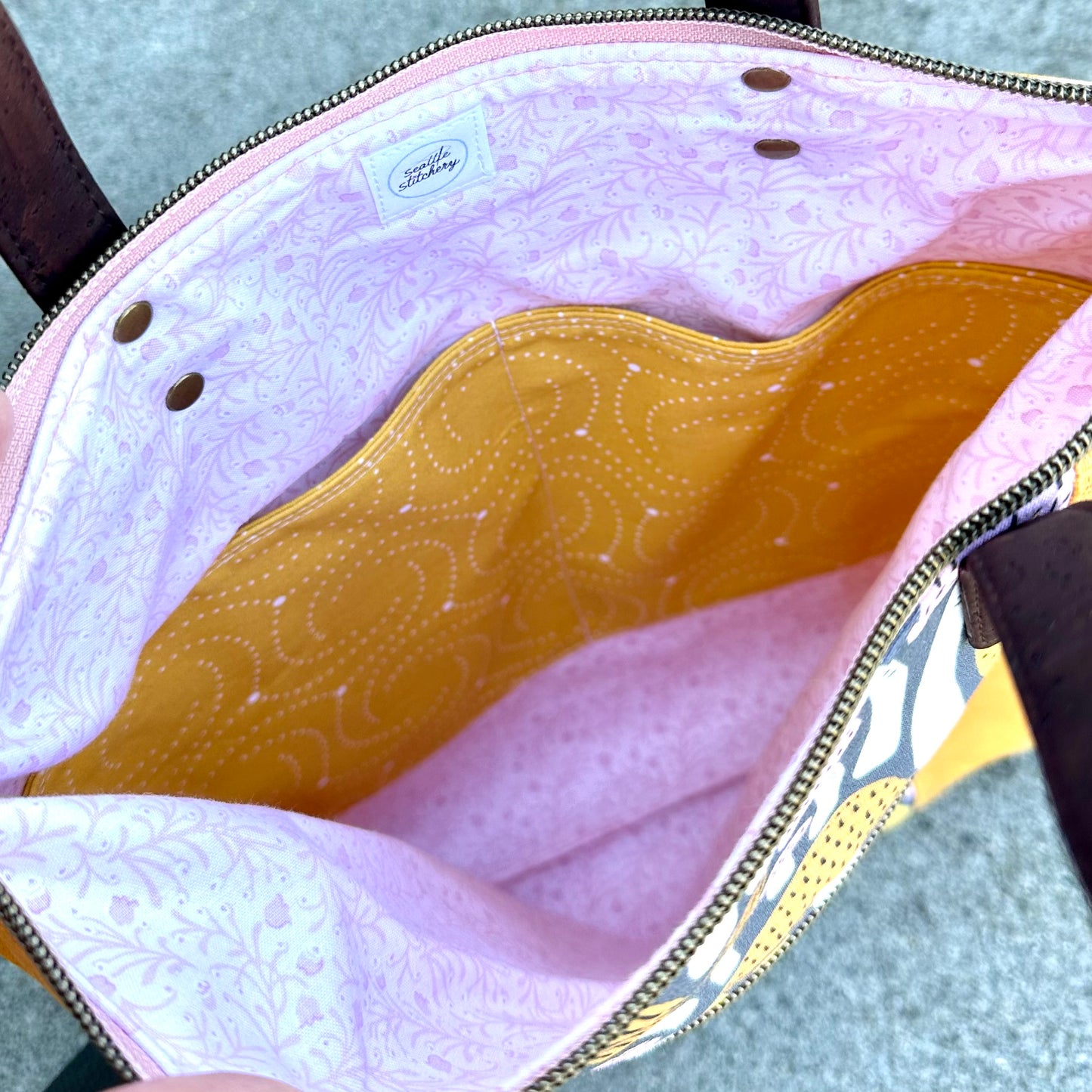 Retro Mustard Mushrooms Redwood Tote