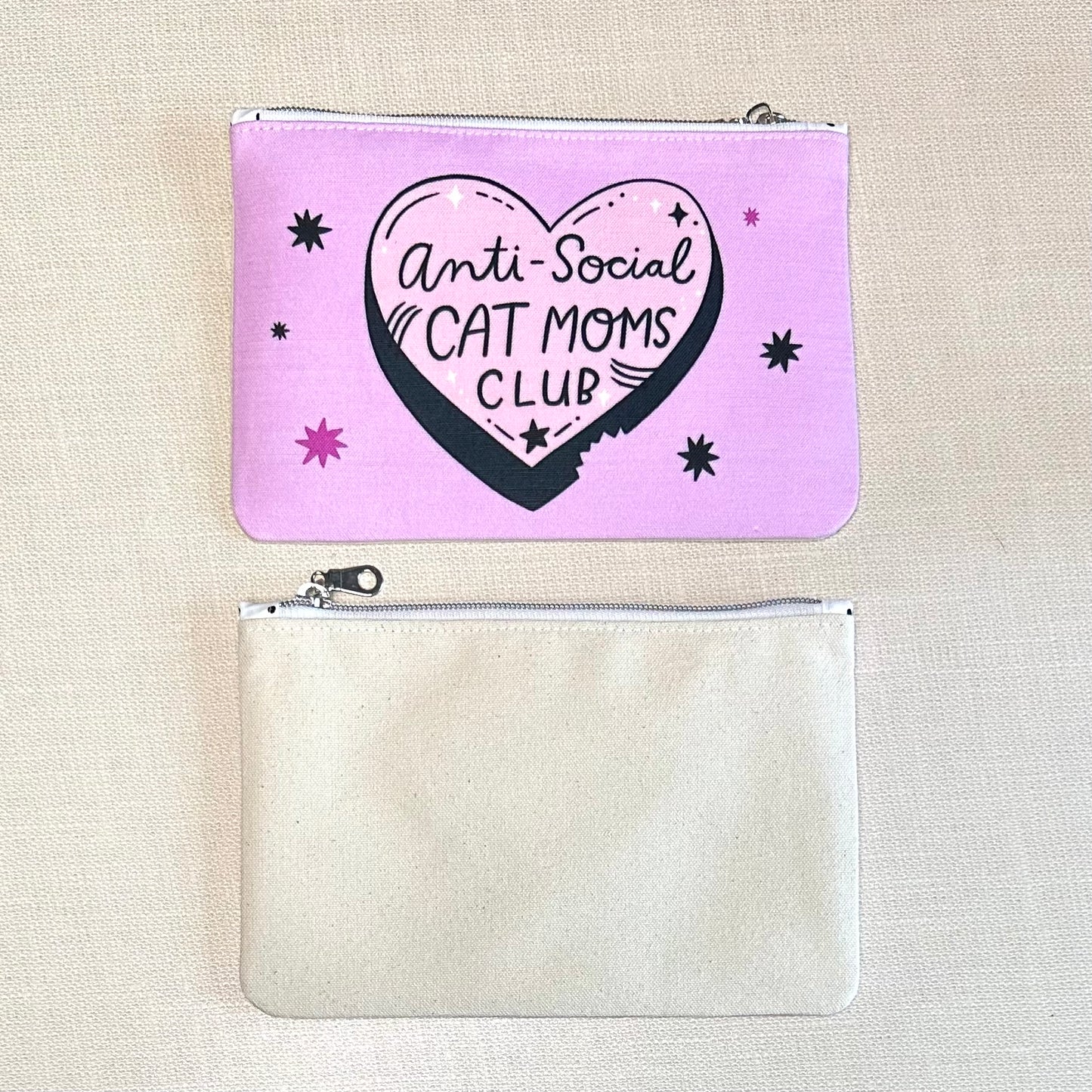 Anti-Social Dog/Cat Moms Club Zipper Pouch